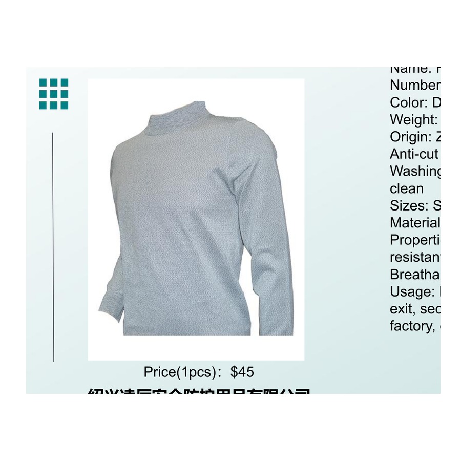 Dark Gray, Light Gray Cut-Resistant Long-Sleeve Shirt